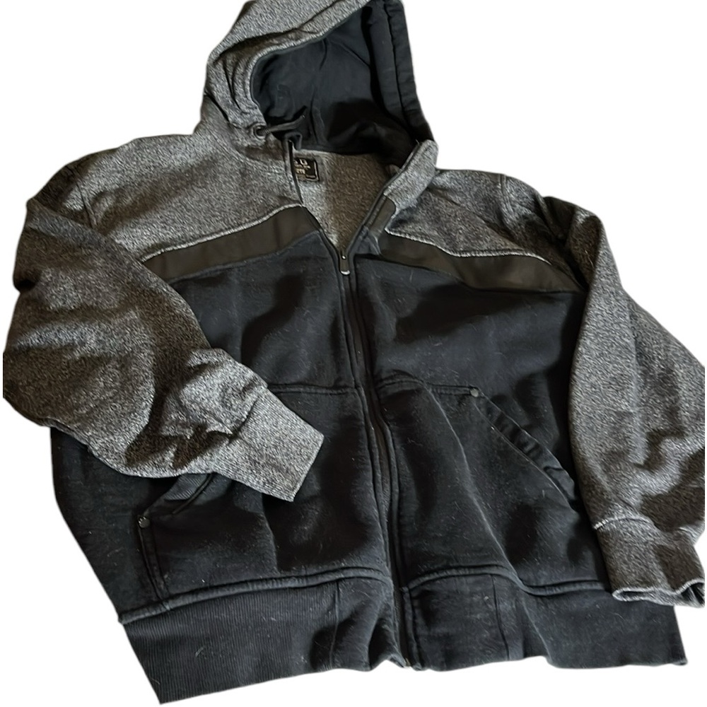 Champs sport gear size 2XL black & gray hooded sweatshirt faux leather trim